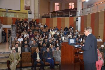 01.VC KMU Dr Arshad Javed talking to the condolence reference of Capt. Jazib Shaheed (Custom)1518410464.JPG